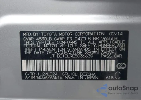 2014 Lexus Gs 350 from USA, damaged, VIN JTHBE1BL9E5036639